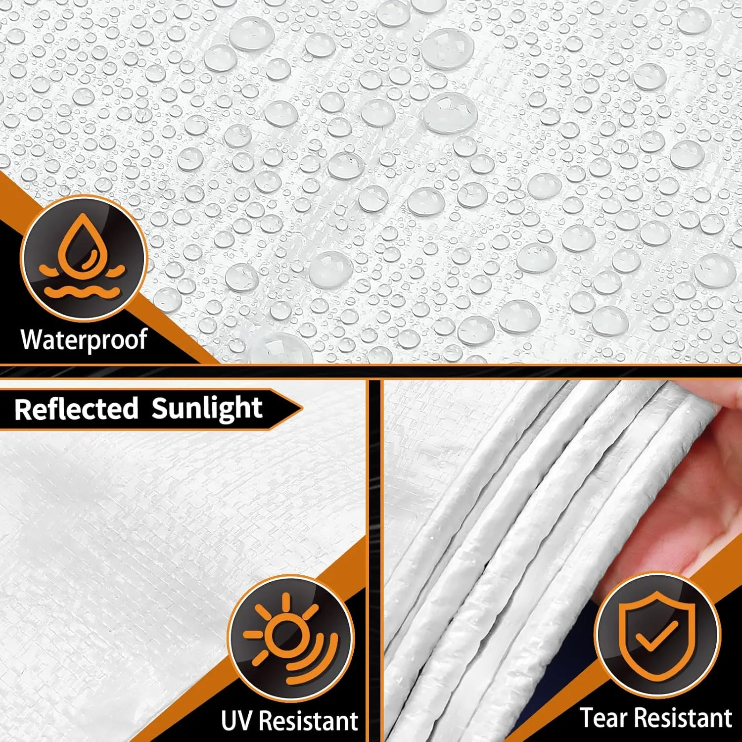 White Heavy Dut Waterproof Tarp 10' x 20', 10 Mil Thick, High Durability, Rip and Tear Resistant with Metal Grommets Every 20 Inches