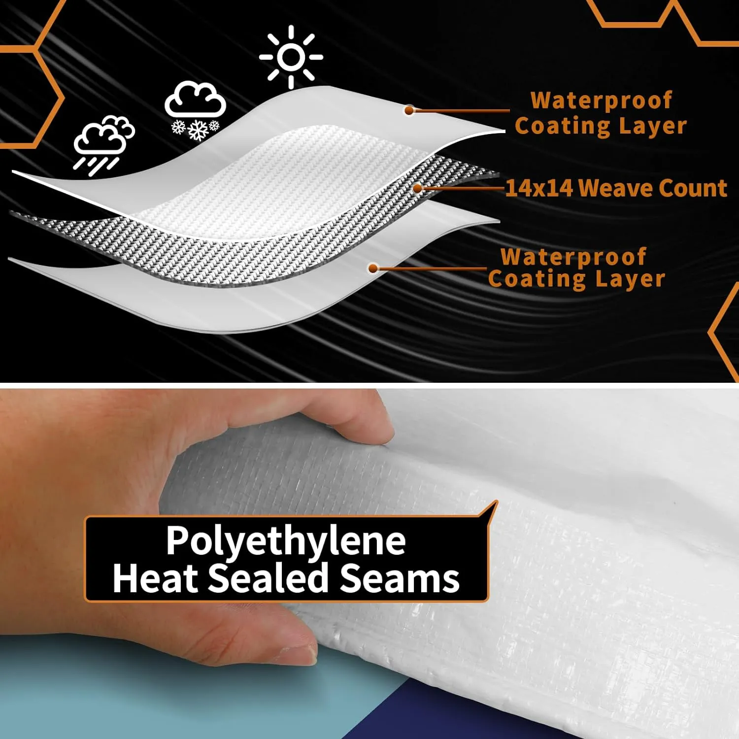 White Heavy Dut Waterproof Tarp 10' x 20', 10 Mil Thick, High Durability, Rip and Tear Resistant with Metal Grommets Every 20 Inches