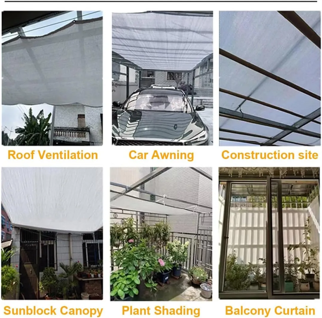 White Shade Cloth with Grommets,60% Garden Shade Netting Breathable Outdoor Shade Mesh Tarp,Sun Shade Sail Sunshade Net Cover for Greenhouse 5x20ft 10x15ft 20x45ft 35x60ft 40x45ft(10x20ft)