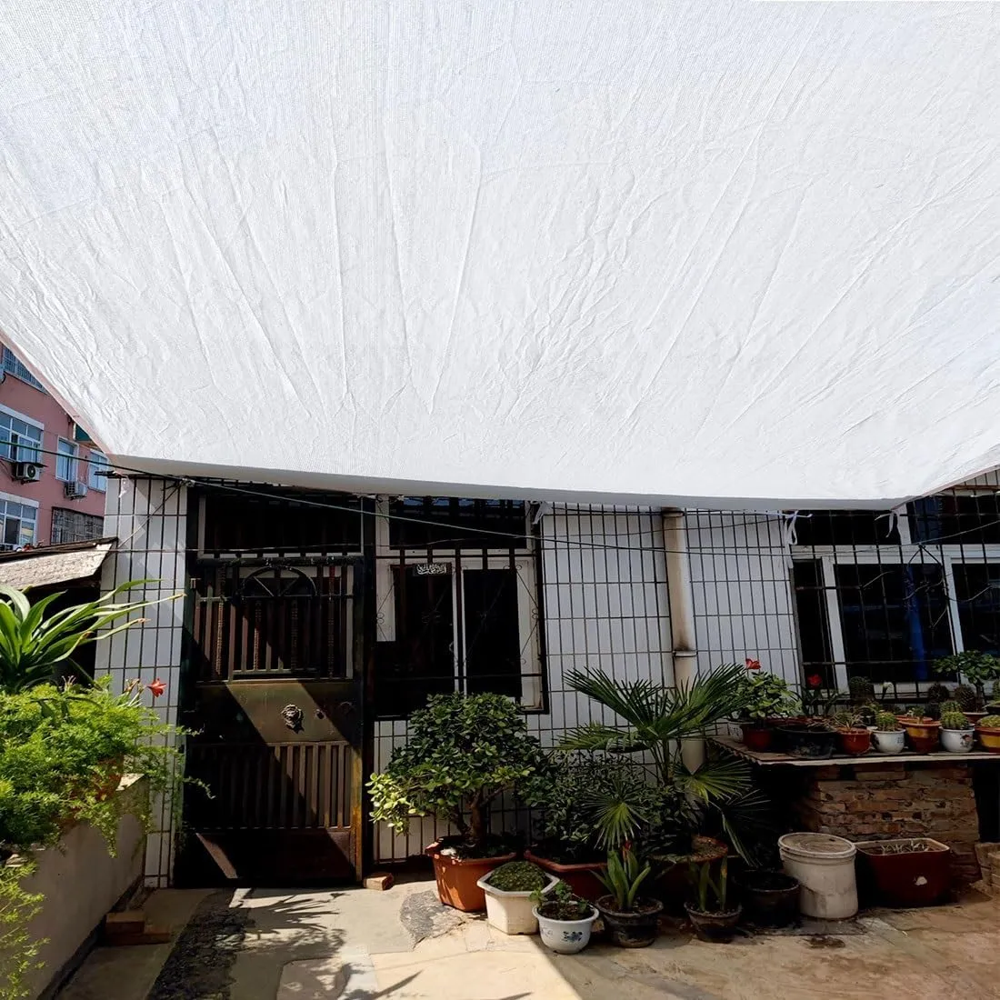 White Shade Cloth with Grommets,60% Garden Shade Netting Breathable Outdoor Shade Mesh Tarp,Sun Shade Sail Sunshade Net Cover for Greenhouse 5x20ft 10x15ft 20x45ft 35x60ft 40x45ft(10x20ft)