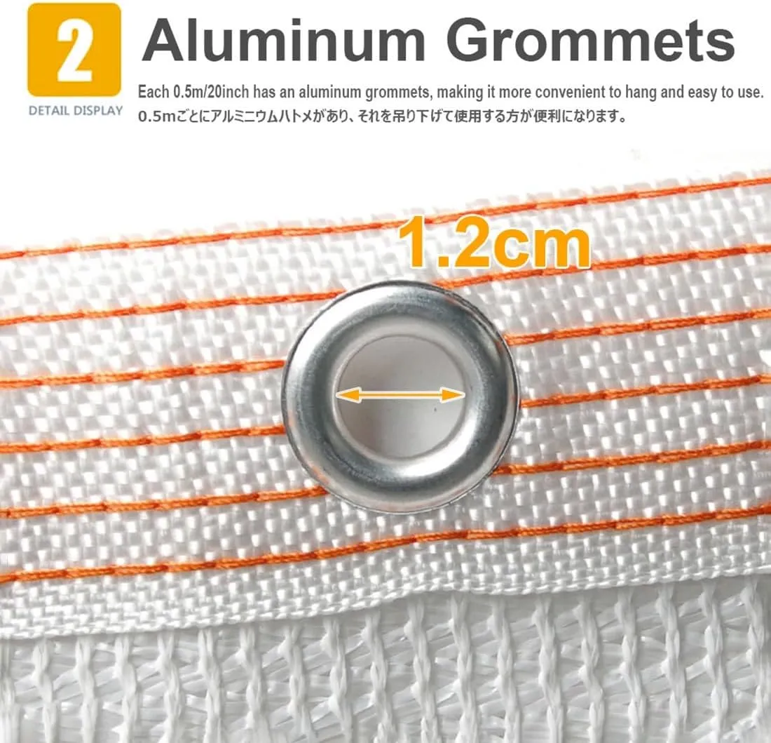 White Shade Cloth with Grommets,60% Garden Shade Netting Breathable Outdoor Shade Mesh Tarp,Sun Shade Sail Sunshade Net Cover for Greenhouse 5x20ft 10x15ft 20x45ft 35x60ft 40x45ft(10x20ft)