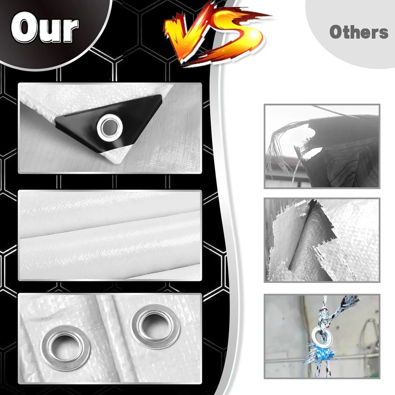 White Tarp 16x20 Feet, 10 Mil Thick Waterproof Poly Tarps Cover UV Resistant, Rip & Tear Proof with Metal Grommets Every 20 Inches