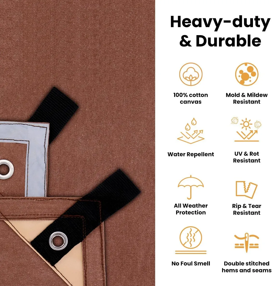 WHITEDUCK Canvas Tarp 18 oz. Heavy Duty Waterproof UV Resistant, Rustproof Grommets, Industrial & Commercial Use Cloth Tarp (Cut Size: 12'x12', Finished Size: 11'6"x116, Olive Drab)