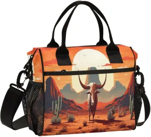 Wilderness Cactus Cow Insulated Lunch Bag Reusable Lunch Box for Men Women Leakproof Cooler Tote Bag with Adjustable Shoulder Strap Lunch Cooler Bag for Travel Work Picnic Office Camping