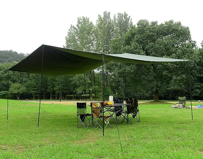 Wind Tour Portable Multifunctional Outdoor Camping Traveling Awning Backpacking Tarp Sunshade Lightweight UV Protection and PU 3000mm Waterproof Rain Fly Tarp Shelter (177×236 inches)