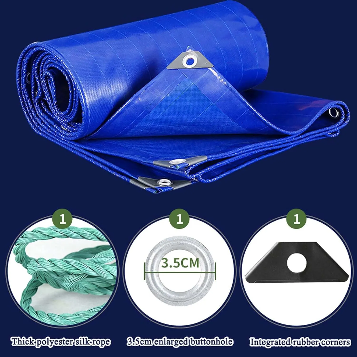 Windproof Tarpaulin Waterproof 39.4x65.6ft, Waterproof Tarpaulin with Grommet, PVC Tarps Heavy Duty Waterproof, for Emergency Rain Shelter Camping Tarpaulin