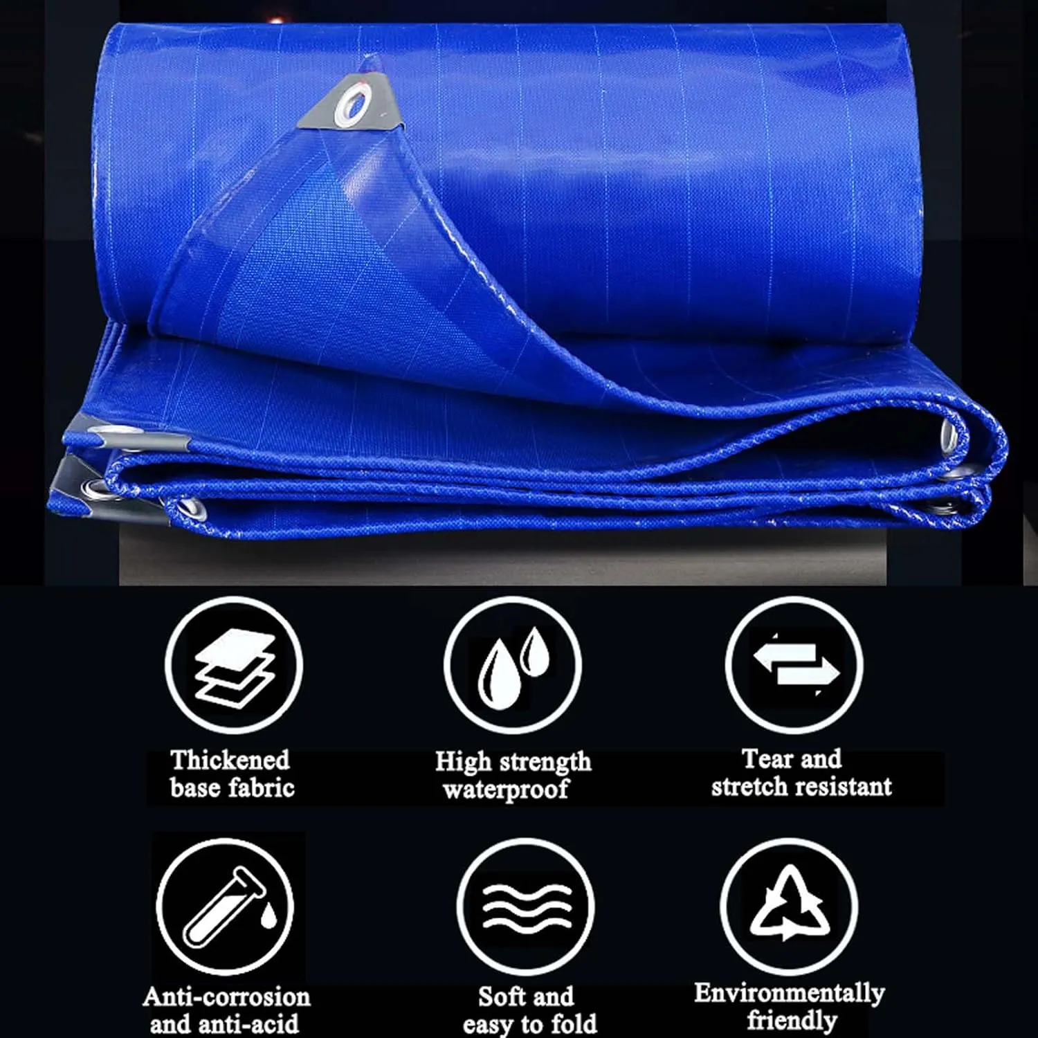 Windproof Tarpaulin Waterproof 39.4x65.6ft, Waterproof Tarpaulin with Grommet, PVC Tarps Heavy Duty Waterproof, for Emergency Rain Shelter Camping Tarpaulin