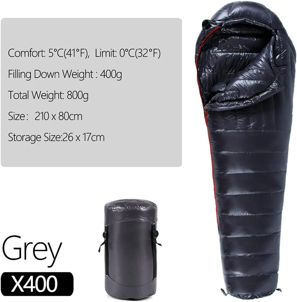 Winter Warm Insulated Adult Mummy 95% White Goose Down Sleeping Bag with Compression Sack Backpacking Camping Hiking