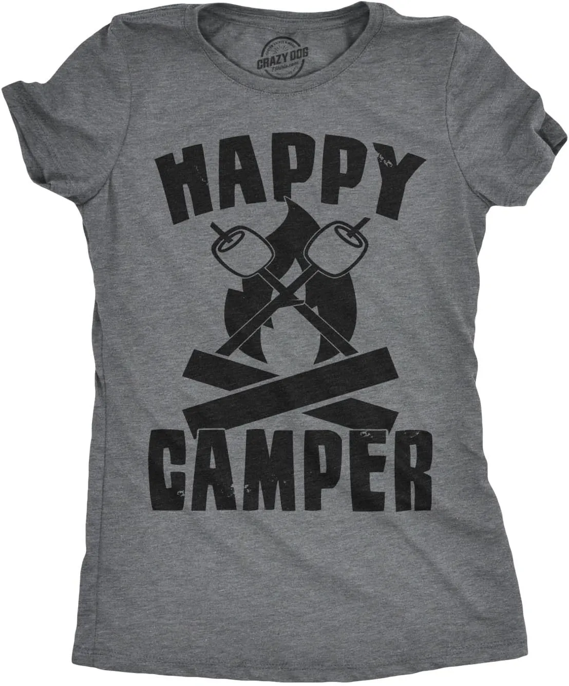 Womens Happy Camper Shirt Funny Camping Hiking Cool Vintage Graphic Tees Retro