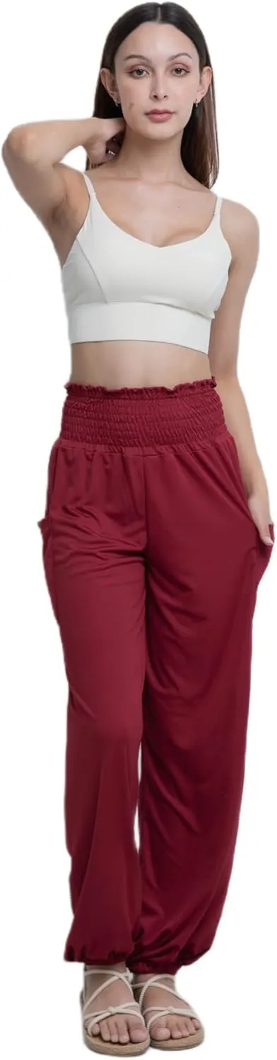 Women's Harem Pants High Waist Hippie Boho Yoga Palazzo Casual with Pockets