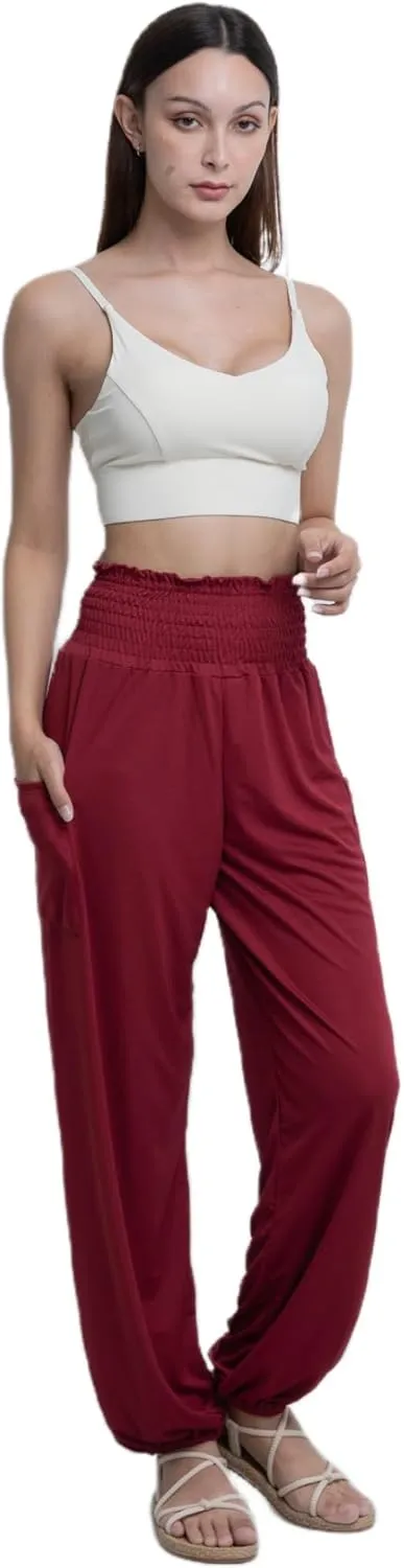 Women's Harem Pants High Waist Hippie Boho Yoga Palazzo Casual with Pockets