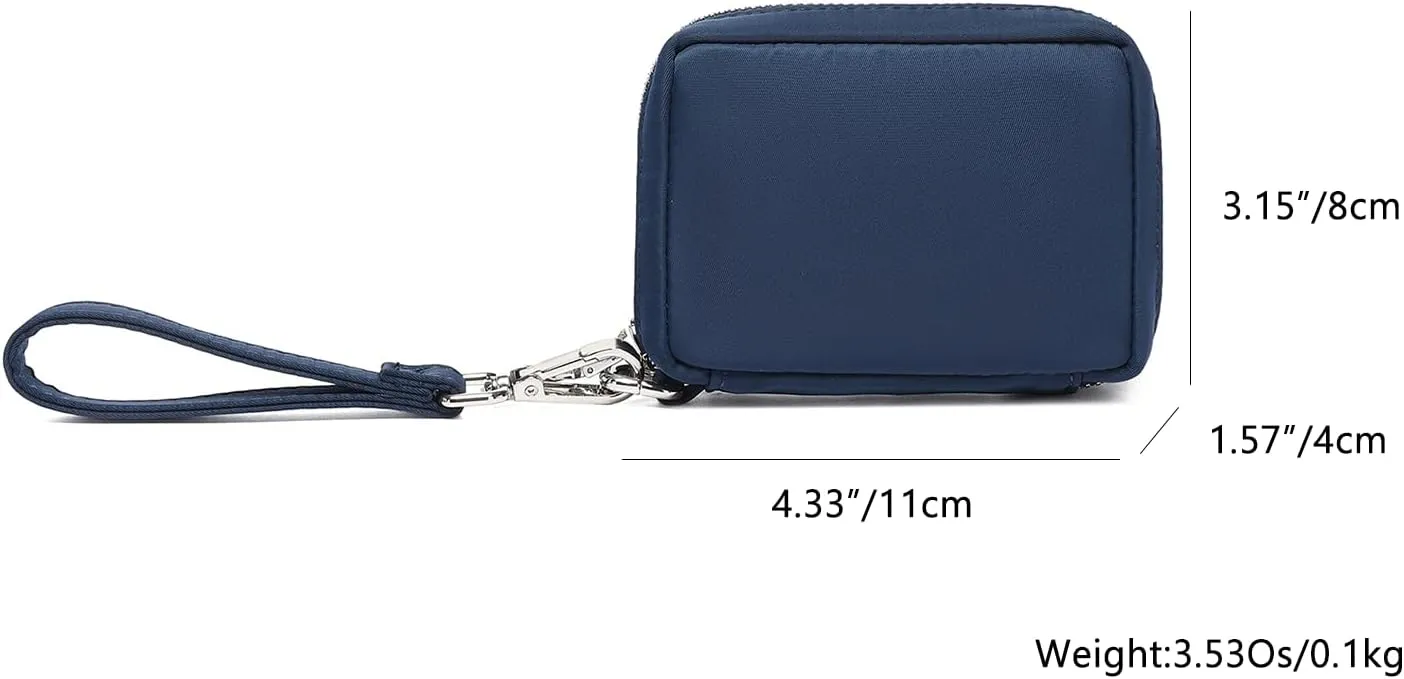 Womens Makeup Bag Wristband Bag Nylon Pouch Lightweight Ideal For Travel And Everyday Use (Nylon/Navy Blue)