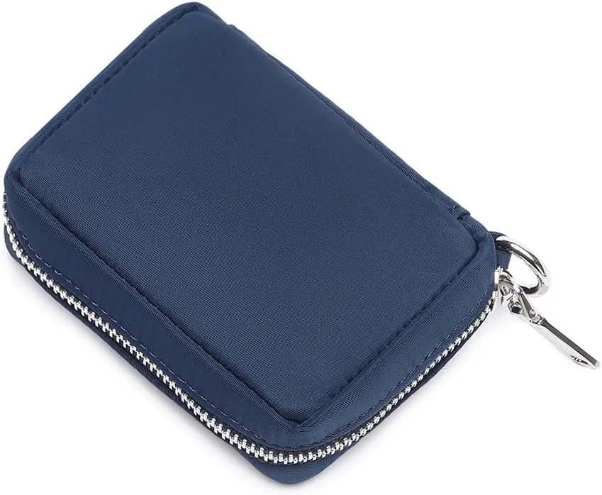 Womens Makeup Bag Wristband Bag Nylon Pouch Lightweight Ideal For Travel And Everyday Use (Nylon/Navy Blue)