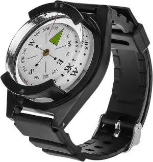 Wrist Compass, Compass Watch with Rubber Wristband Lightweight ABS Watch Compass for Camping, Hiking, Cycling