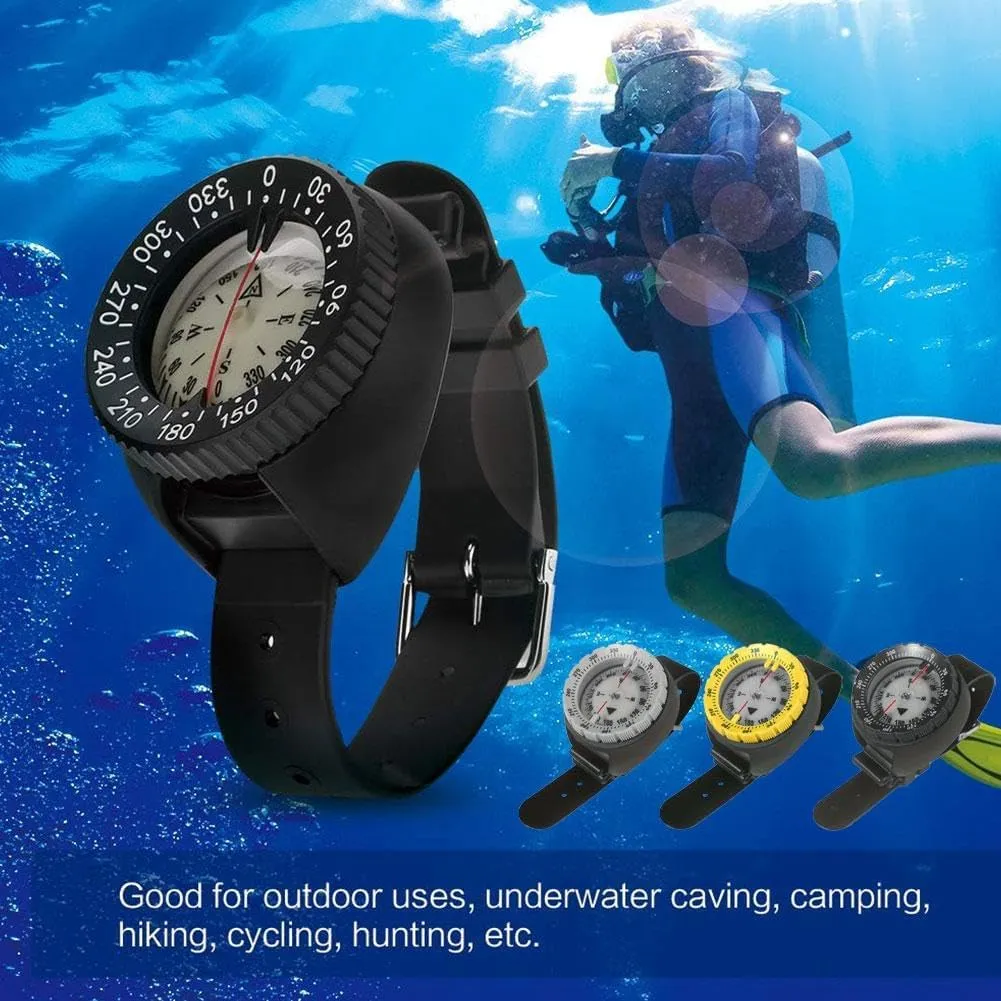 Wrist Compass,Multifunctional Compass,Professional Waterproof 5ATM Marine Navigation Wrist Compass with 2.5in Dial and 14.5in Adjustable Strap for Outdoor Sports Diving,Sailing,Survival Emergency