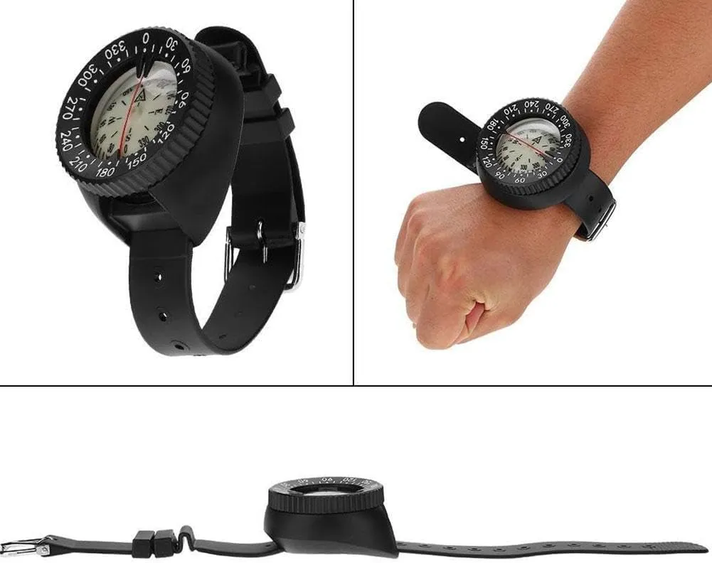 Wrist Compass,Multifunctional Compass,Professional Waterproof 5ATM Marine Navigation Wrist Compass with 2.5in Dial and 14.5in Adjustable Strap for Outdoor Sports Diving,Sailing,Survival Emergency
