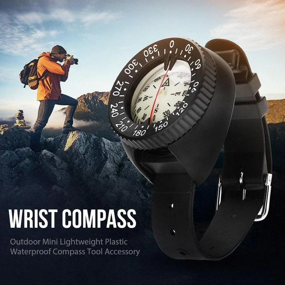Wrist Compass,Multifunctional Compass,Professional Waterproof 5ATM Marine Navigation Wrist Compass with 2.5in Dial and 14.5in Adjustable Strap for Outdoor Sports Diving,Sailing,Survival Emergency