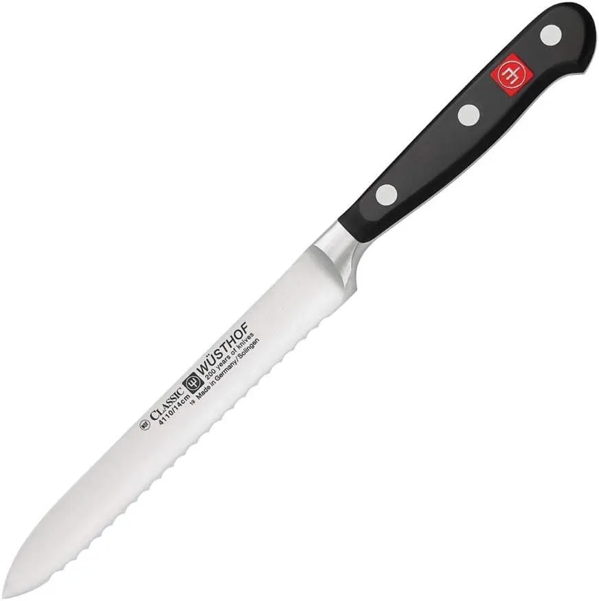 WÜSTHOF Classic 5" Serrated Utility Knife, Black