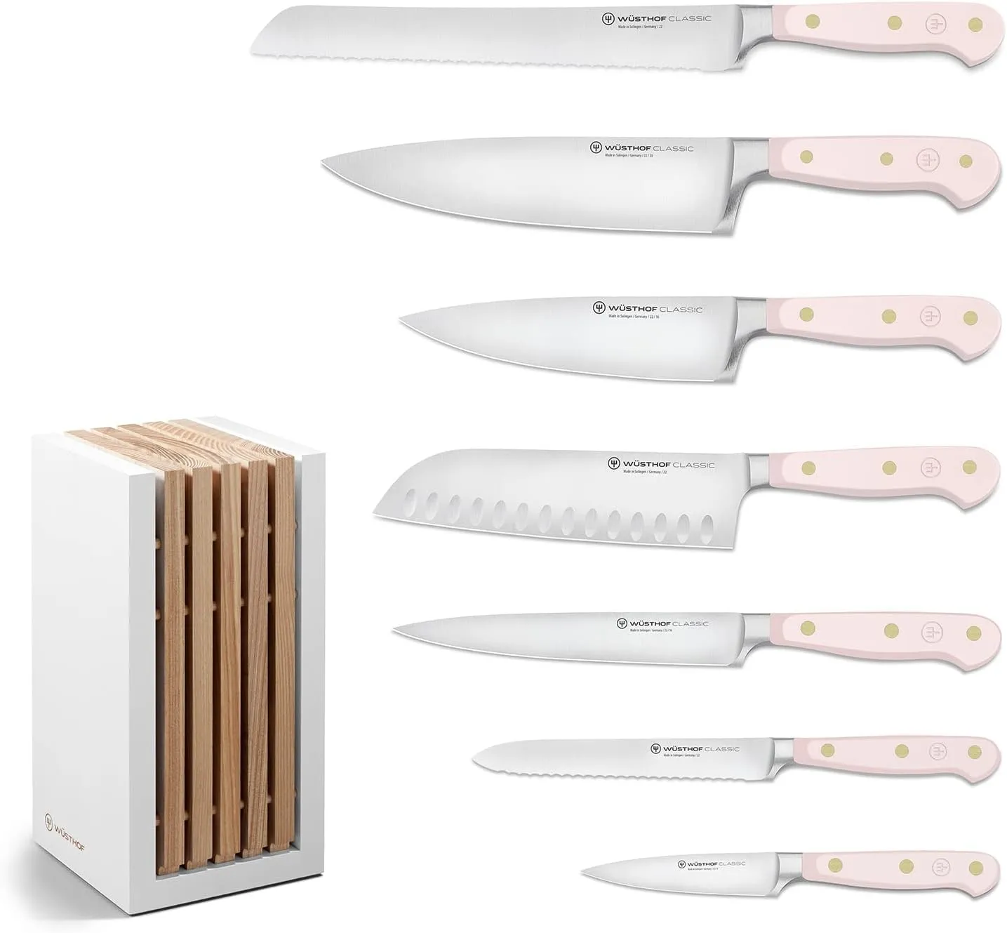 WÜSTHOF Classic Pink Himalayan Salt 8 Piece Knife Block Set