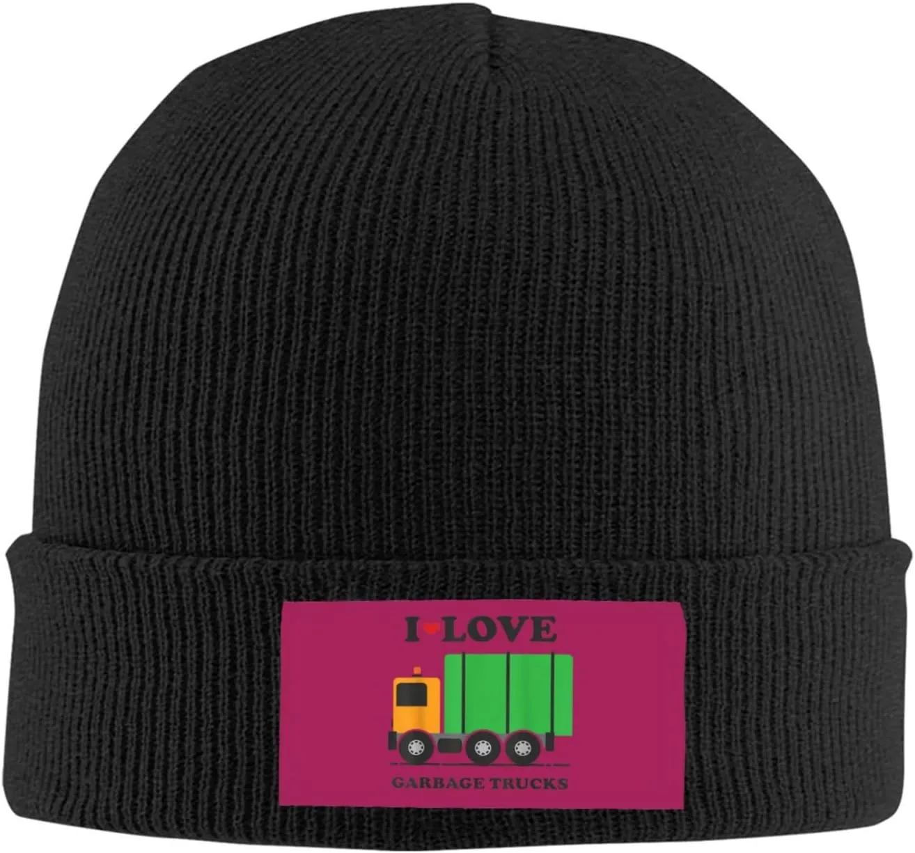 WURTON I Love Garbage Trucks Print Knitted Hat Warm Hat Unisex Beanie Hat,Elastic Brimless Cap Hat Christmas,Birthdays