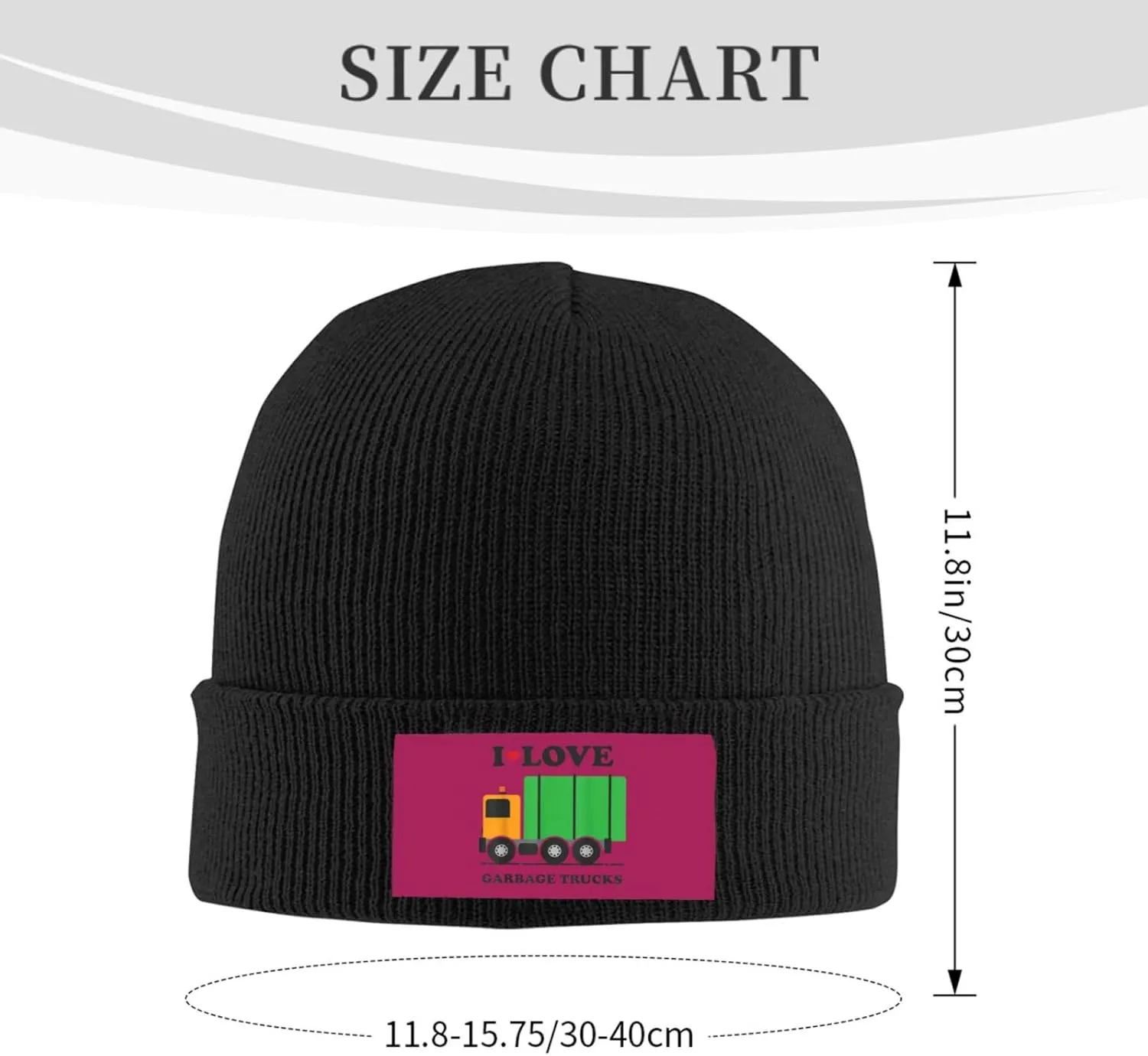 WURTON I Love Garbage Trucks Print Knitted Hat Warm Hat Unisex Beanie Hat,Elastic Brimless Cap Hat Christmas,Birthdays