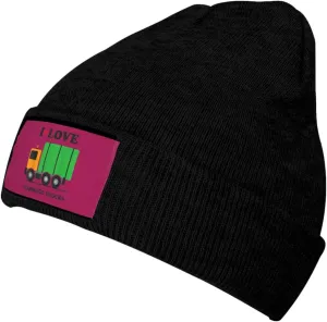 WURTON I Love Garbage Trucks Print Knitted Hat Warm Hat Unisex Beanie Hat,Elastic Brimless Cap Hat Christmas,Birthdays