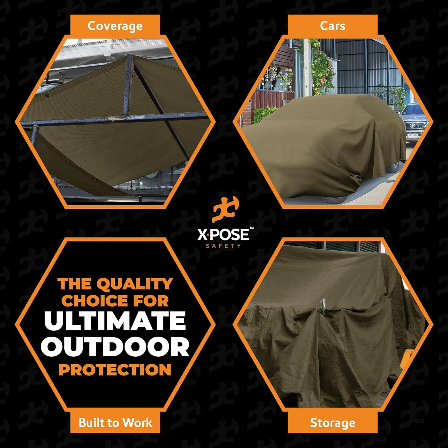 Xpose Safety Canvas Tarp - 10oz Olive Drab Canvas Tarps Heavy Duty Water Resistant with Brass Grommets- Multipurpose Outdoor Tarpaulin for Camping, Canopy, Trailer, Equipment Cover 14' x 14'