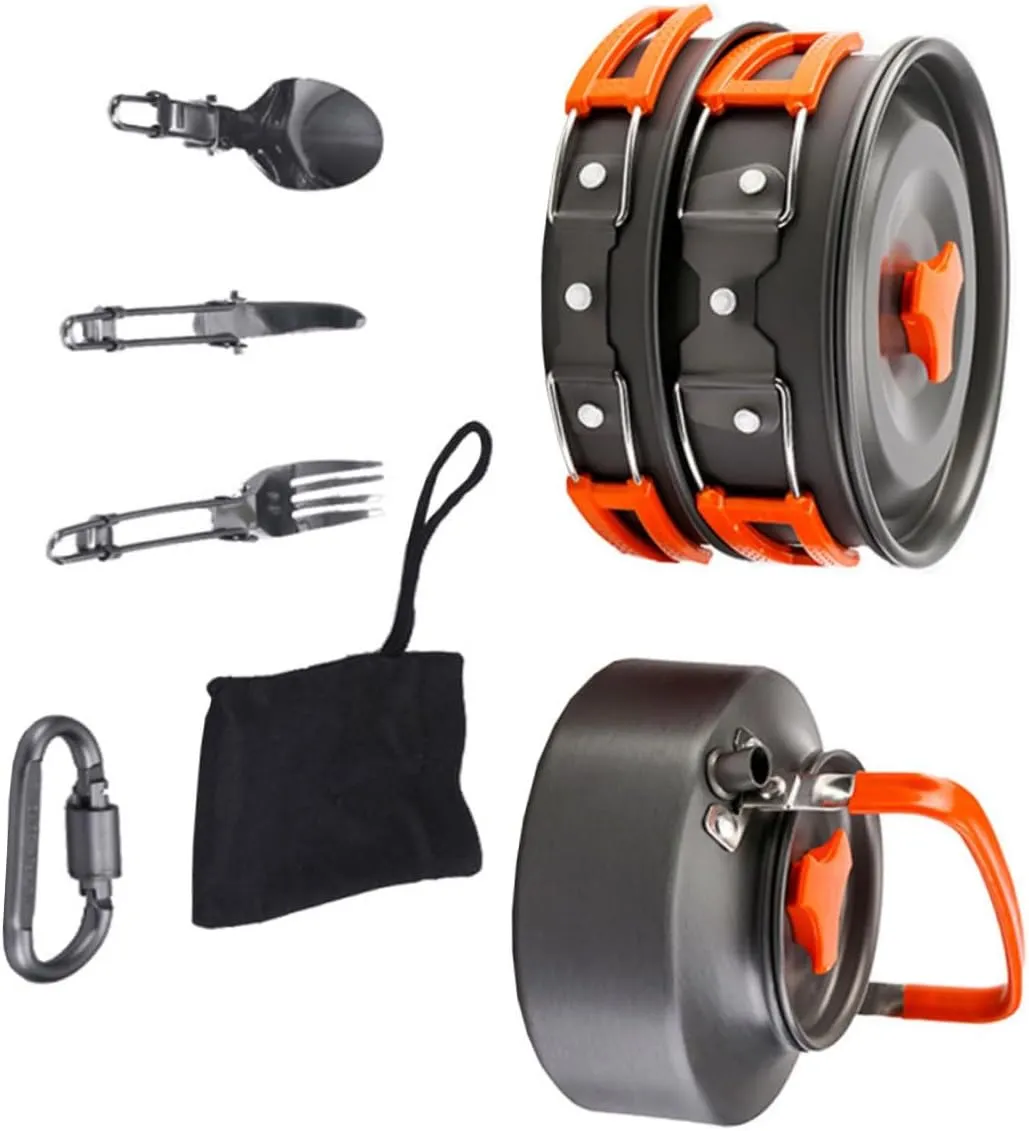 YARNOW Camping Cookware Kettles Grilling Hiking Stove Camp Cookware Camp Fire Cooking Accessories Camping Pot