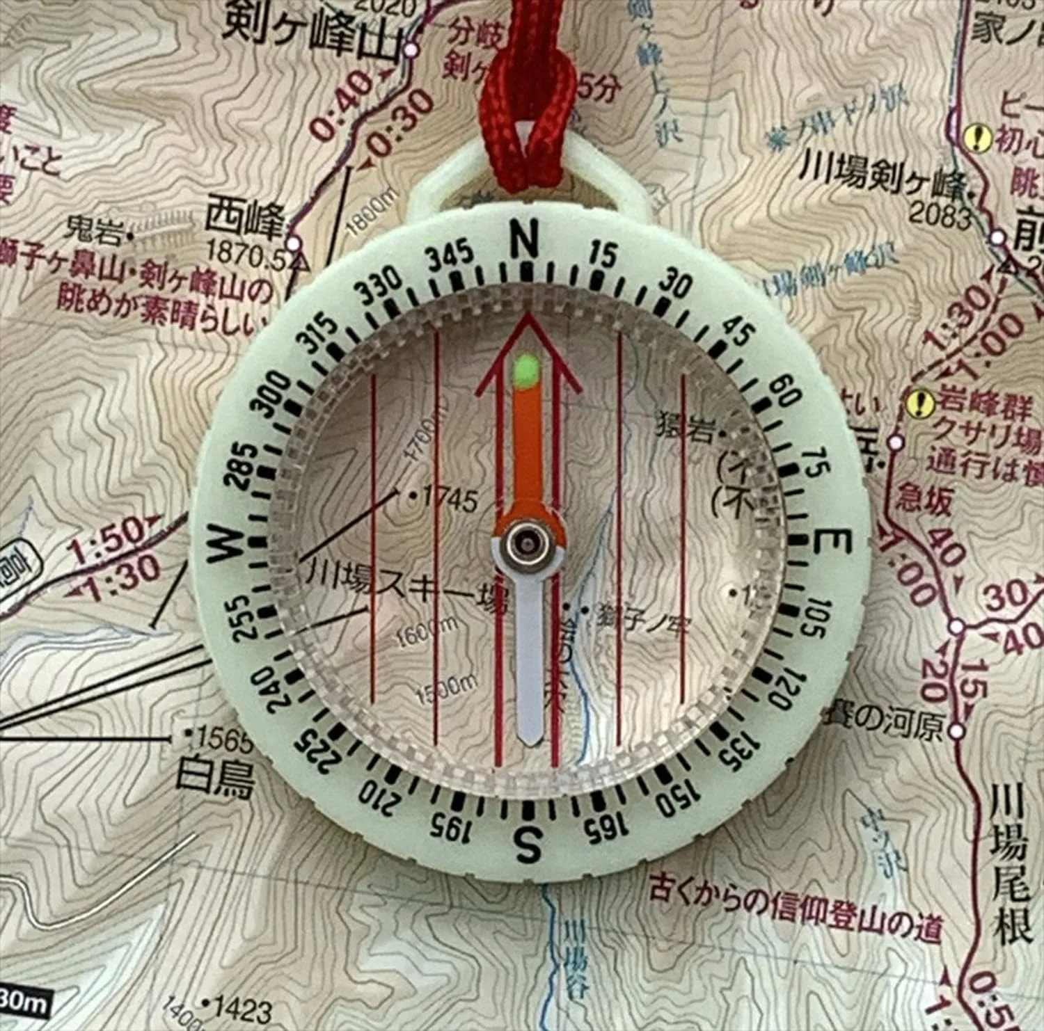 YCM 13365 Outdoor Map Compass No.880N Luminous with Strap