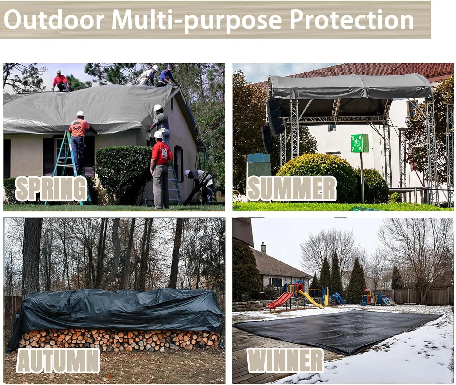 Yescom 12x24 Ft 14 Mil Heavy Duty Reinforced Poly Tarp Reversible Waterproof Tarpaulin Ground Sheet Cover Reversible Silver Black Tarps