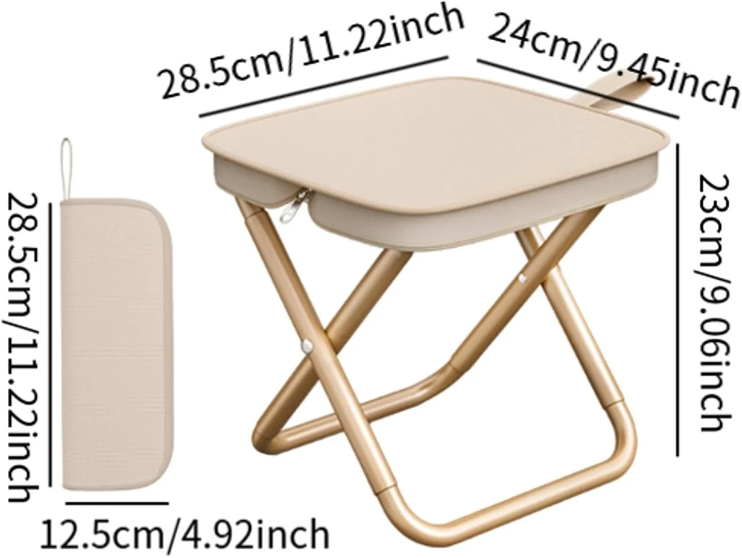 Yiju Compact Portable Chair for Travel Concerts and Gardening, Khaki 28.5x24x23cm