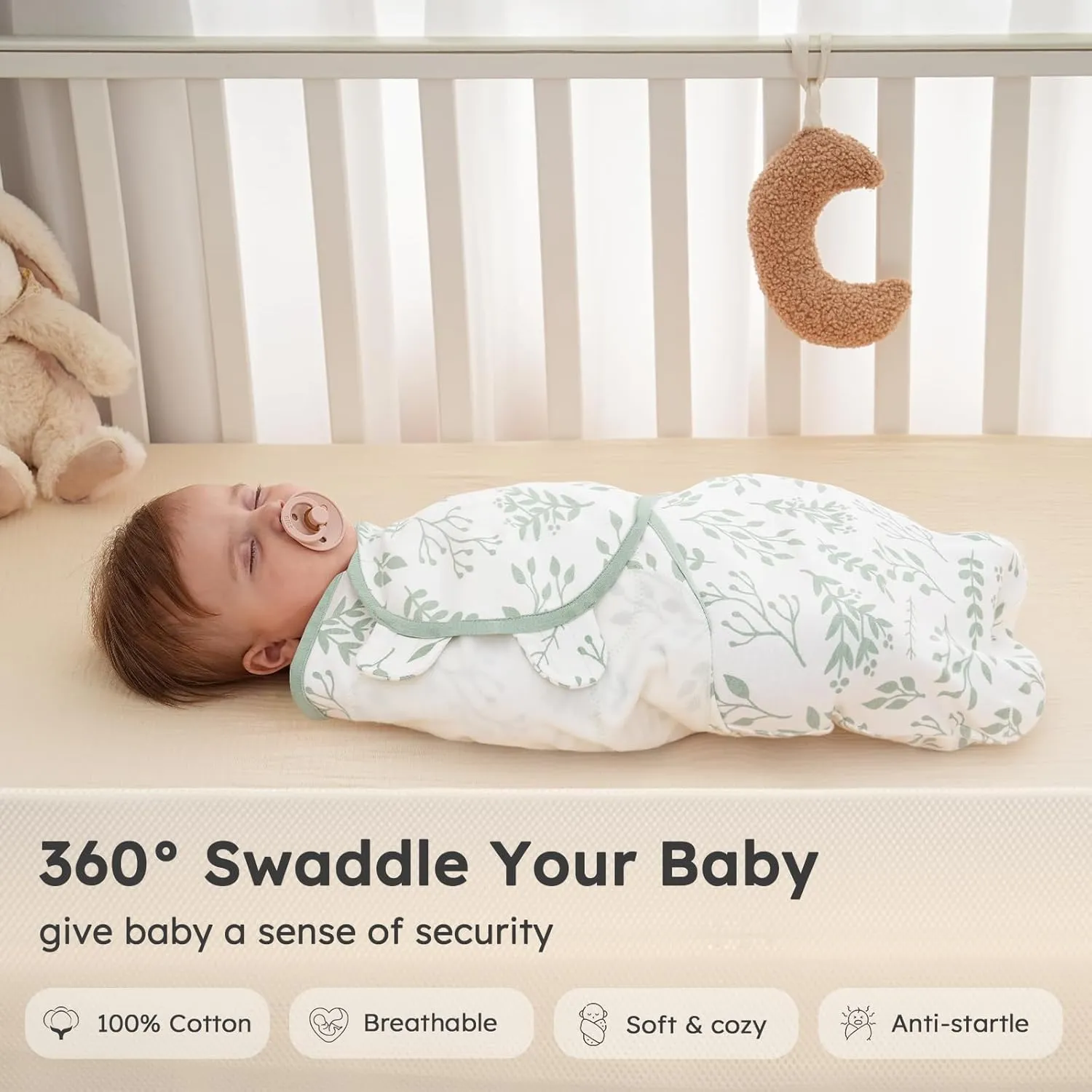Yoofoss Baby Swaddles for Newborns 100% Organic Cotton, Adjustable Swaddle Sleep Sack 0-3 Months Newborn Swaddle Sack, Breathable Soft(Small)
