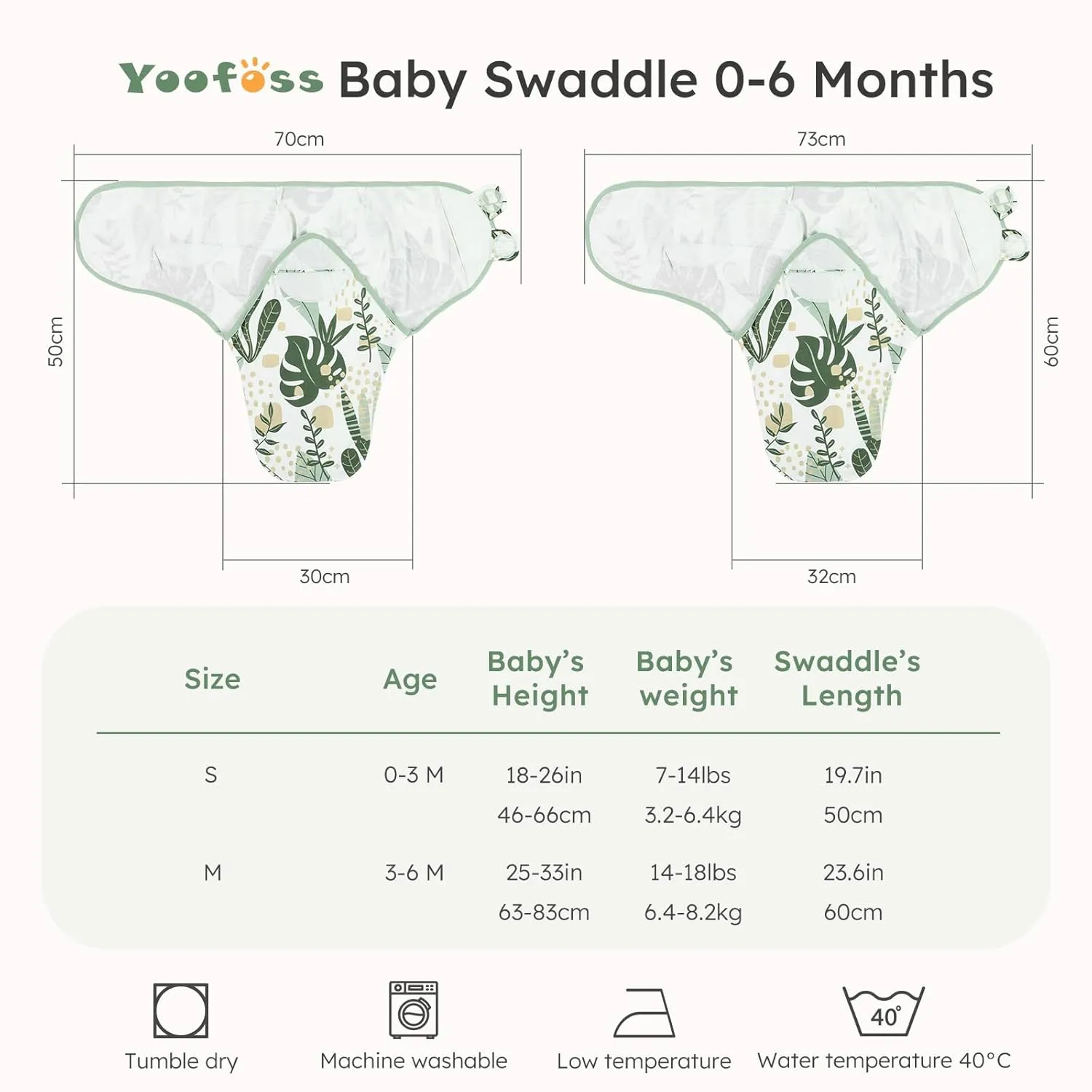 Yoofoss Baby Swaddles for Newborns 100% Organic Cotton, Adjustable Swaddle Sleep Sack 0-3 Months Newborn Swaddle Sack, Breathable Soft(Small)