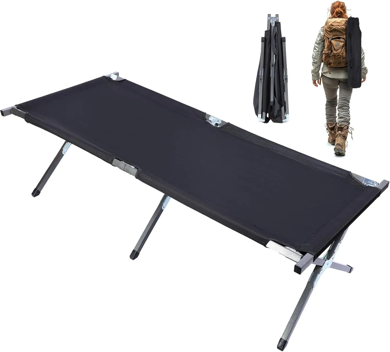 YSSOA Camping Cot with Storage Bag for Adults, Portable and Lightweight Sleeping Bed for Outdoor Traveling, Hiking, Easy to Set up