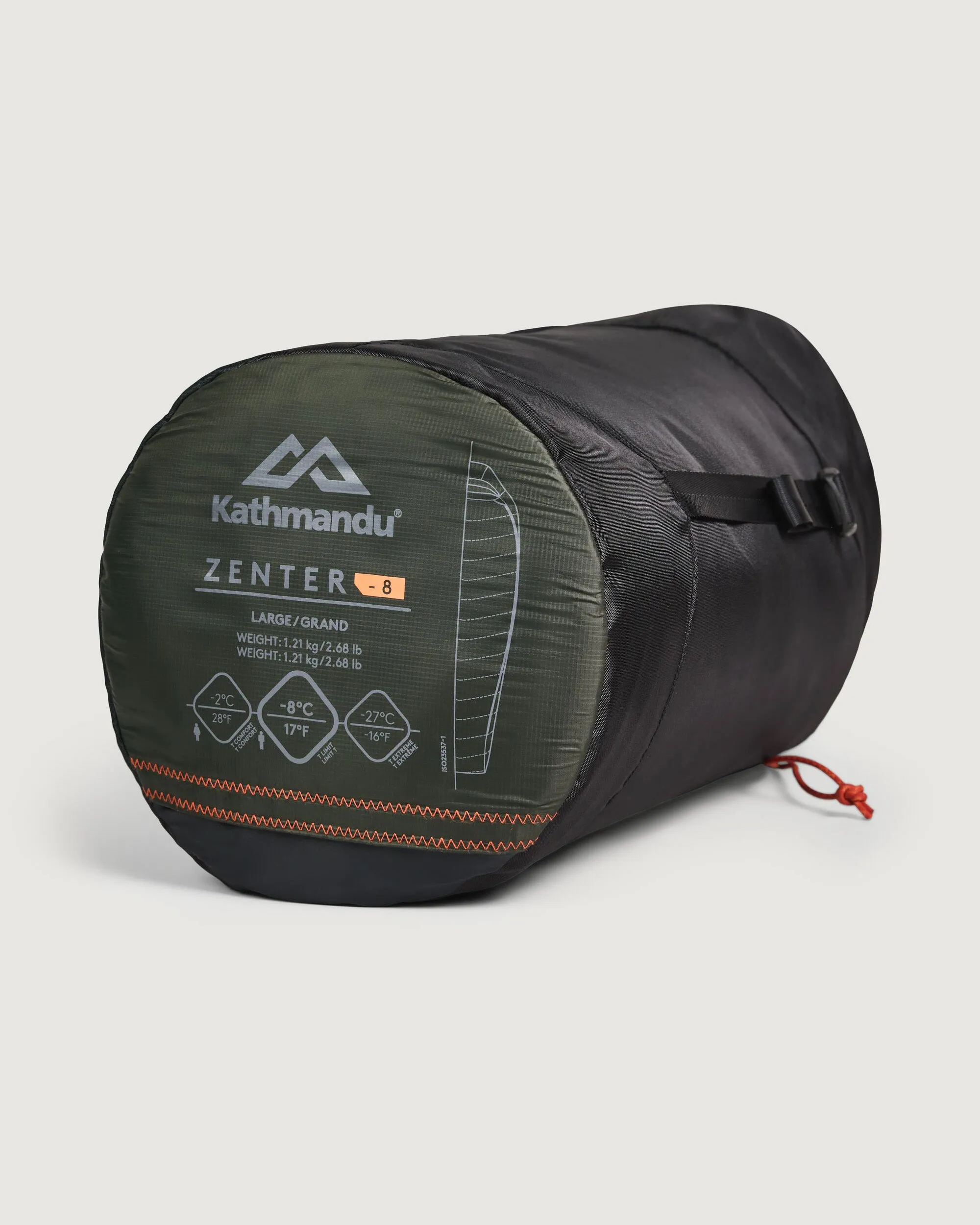 Zenter -8°C Down Sleeping Bag - Large - Dark Moss/Black Stingray