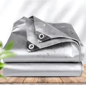 Zfmnoyev Heavy Duty Tarp Waterproof, PE Tarpaulin with Eyelets, Tear Resistance, Durable Outdoor Cover for Patio Furniture, Chicken Coops, Trailer, Truck, Car, Pool (Color : Gray, Size : 8x10m)