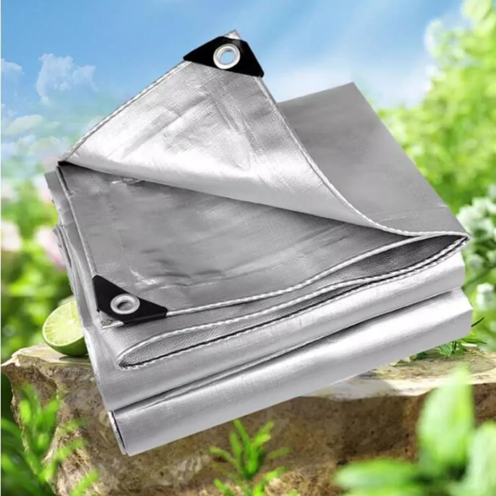 Zfmnoyev Heavy Duty Waterproof Tarp, Flame Retardant Tarpaulin with Grommets, Tear Resistance, Durable Outdoor Car Canopy Tent Cover (Color : Gray, Size : 8x10m)
