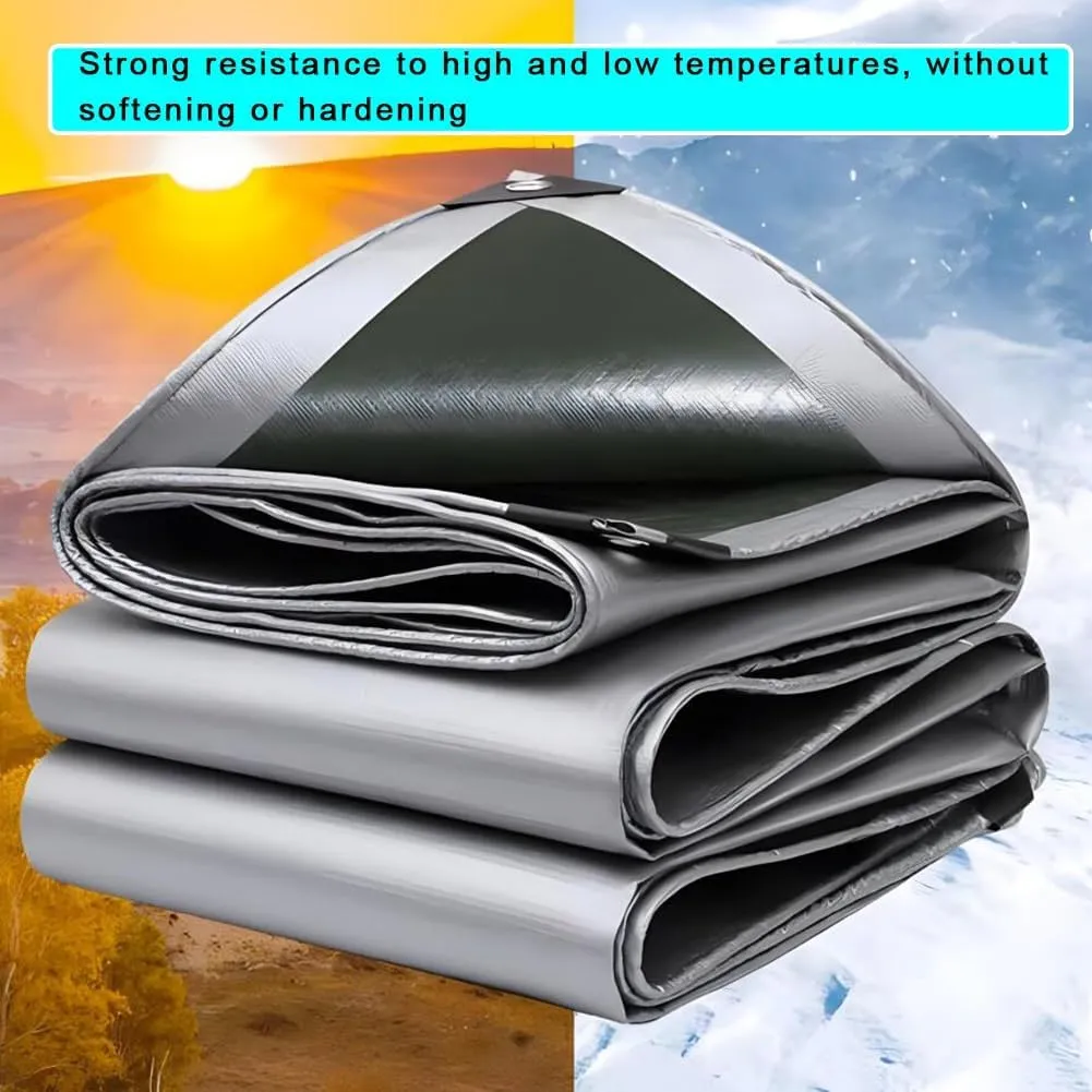 Zfmnoyev PE Dustproof Rainproof Tarpaulin, Heavy Duty Tarp Canvas, Coverage Tarp, Tear Resistant, Multi-Use Protective Cover Car Cover/Pergola (Color : Gray, Size : 8x10m)