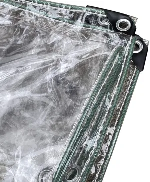 ZHANGQINGXIU Heavy Duty Tarpaulin Waterproof Tarp Sheet, Outdoor Transparent Partition with Eyelets, for Rainproof Windproof PVC Balcony Cover (400gsm), Customizable (Color : Clear, Size : 1.2x2m)
