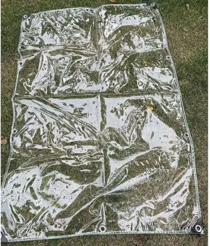 ZHANGQINGXIU Transparent PVC Tarpaulin, Waterproof Tent Cover, 12mil Thickness Tear Resistant Rubber Reinforced Angle Includes Grommets Every 1.6 'on All Sides (Color : Clear, Size : 5x2.3m)
