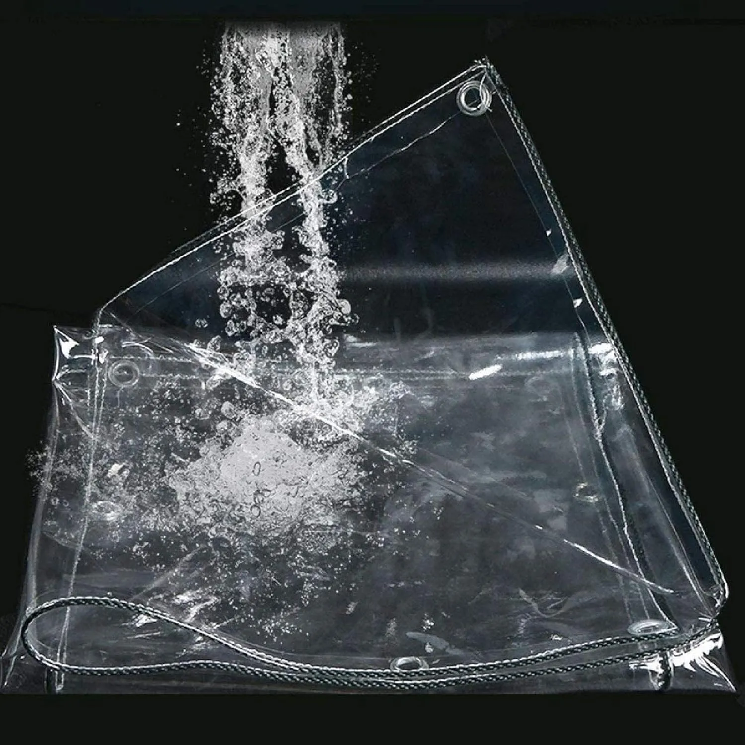ZHANGQINGXIU Transparent PVC Tarpaulin, Waterproof Tent Cover, 12mil Thickness Tear Resistant Rubber Reinforced Angle Includes Grommets Every 1.6 'on All Sides (Color : Clear, Size : 5x2.3m)