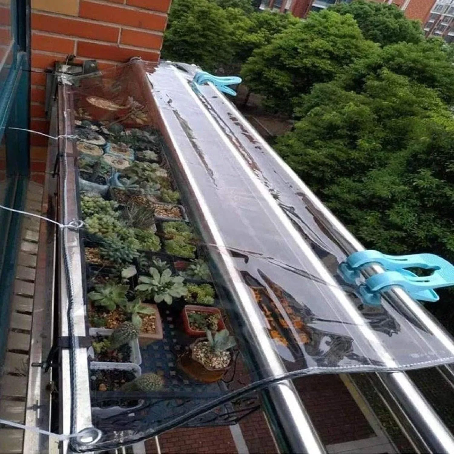 ZHANGQINGXIU Transparent PVC Tarpaulin, Waterproof Tent Cover, 12mil Thickness Tear Resistant Rubber Reinforced Angle Includes Grommets Every 1.6 'on All Sides (Color : Clear, Size : 5x2.3m)
