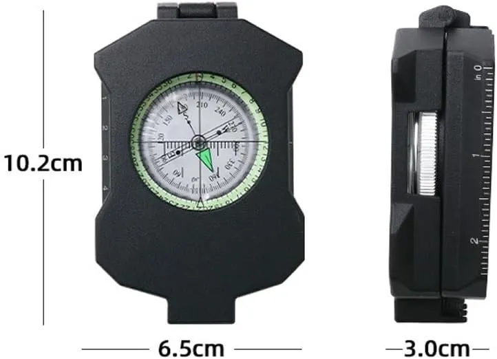 Zhong Versatile Metal Compass with Glow-in-The-Dark Outdoor Gear with Inclinometer