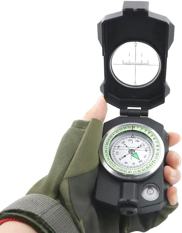 Zhong Versatile Metal Compass with Glow-in-The-Dark Outdoor Gear with Inclinometer