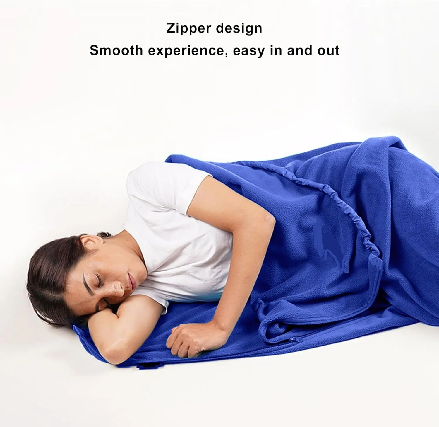Zipper Fleece Sleeping Bag Liner Super Thick Soft Camping Travel Backpacking Jewel Blue 90 Inches Long for Outdoor Adventures
