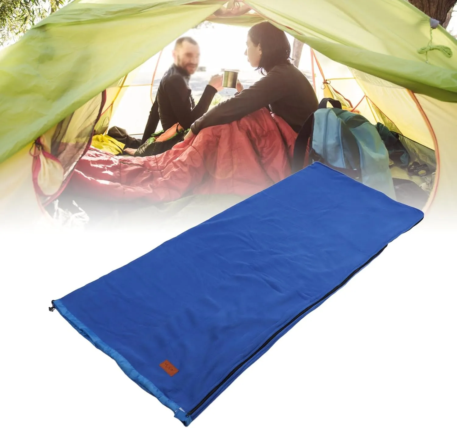 Zipper Fleece Sleeping Bag Liner Super Thick Soft Camping Travel Backpacking Jewel Blue 90 Inches Long for Outdoor Adventures