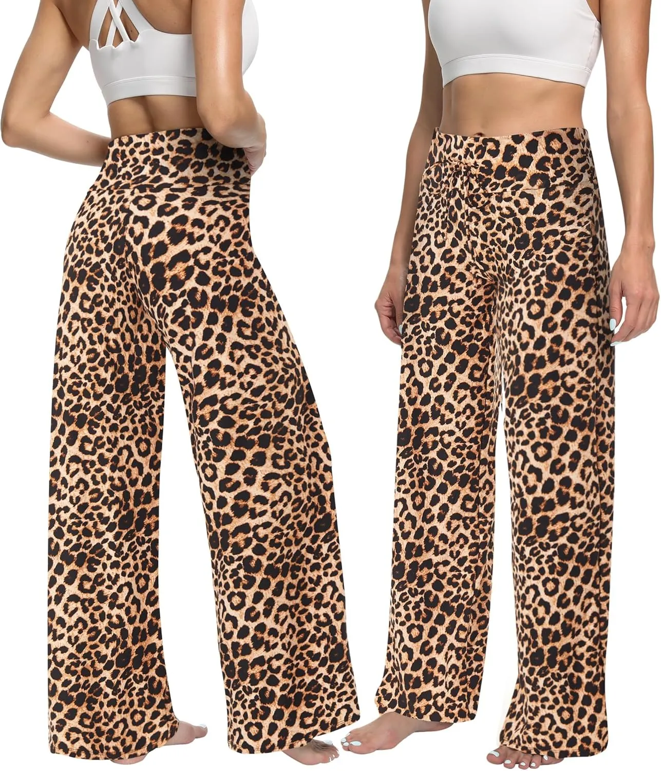 ZOOSIXX Soft Black Pajama Pants for Women, Wide Leg Comfy Casual Lounge Yoga Capri Pants 22'' / 30''
