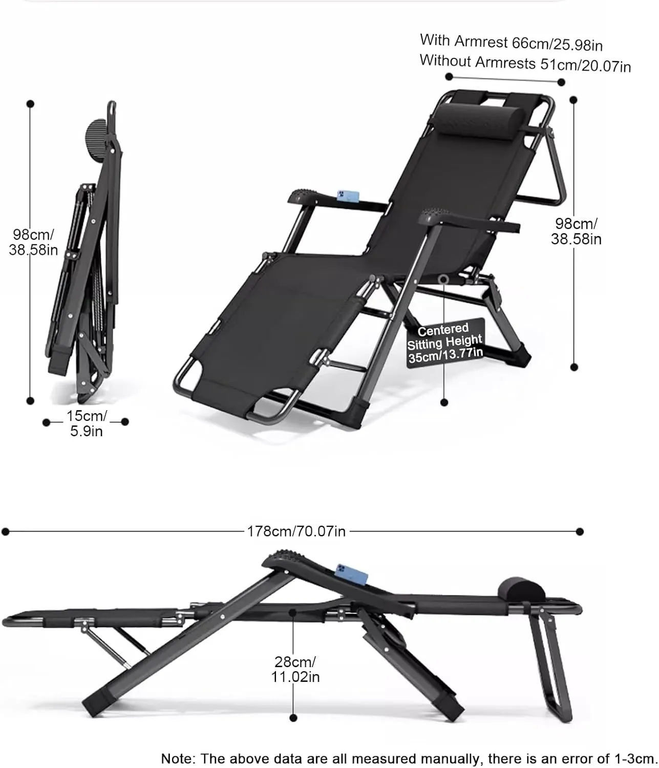 ZTGL D, Camping Cot for Adults with Mattress and Pillow, Portable Folding Bed for Sleeping, Outdoor Folding Chaise, Sunbathing Lounge Chairs, Camping Lounge Chair
