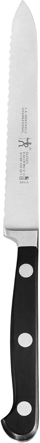 ZWILLING HENCKELS Classic Razor-Sharp 5-inch Serrated Utility Knife, Tomato Knife, German Engineered Informed by 100  Years of Mastery, Black/Stainless Steel